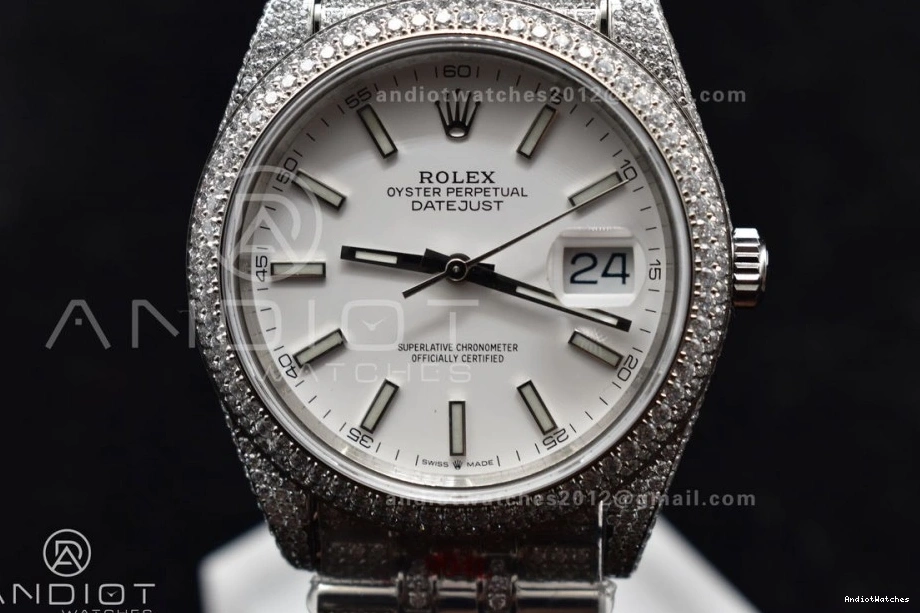 Upgraded Markers Stick White 906 Best Diamond DateJust JDF 41mm Version 0414